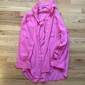 Pink flowy shein flannel/button up